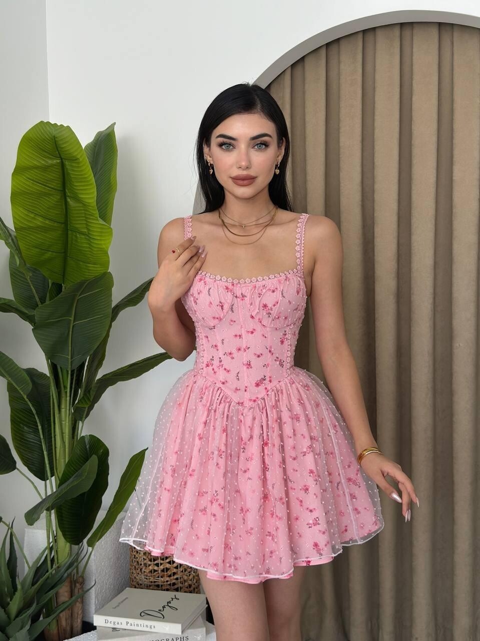 TASARIM TÜL KLOŞ ELBİSE-PEMBE